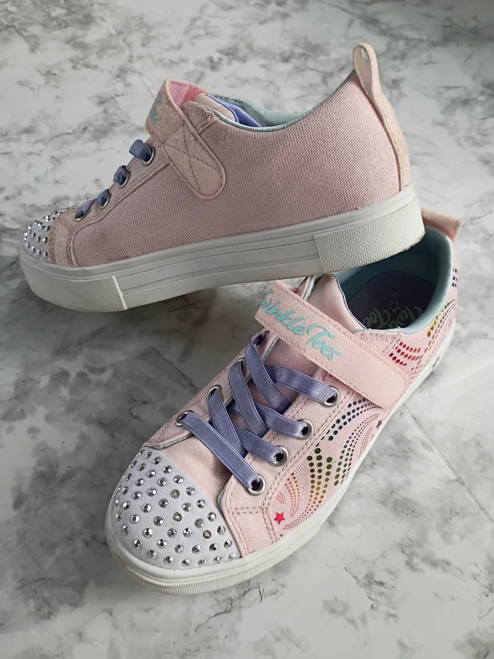 Girls Pink and Purple Light-Up Sneakers